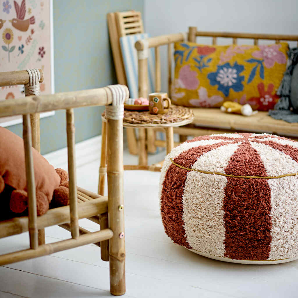 Bloomingville MINI kinderpoef circus - rood - Afbeelding 3