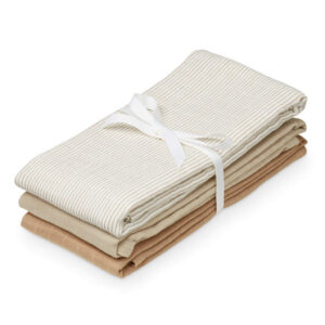 Cam Cam hydrofiele doeken set van drie 70x70 - classic stripes, camel, praline