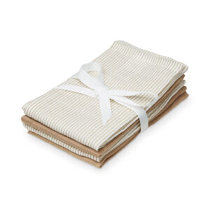 Cam Cam spuugdoekjes hydrofiel mix set van vier - classic stripes camel / praline
