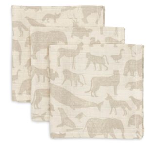 Jollein hydrofiele spuugdoekjes set van drie - animals nougat