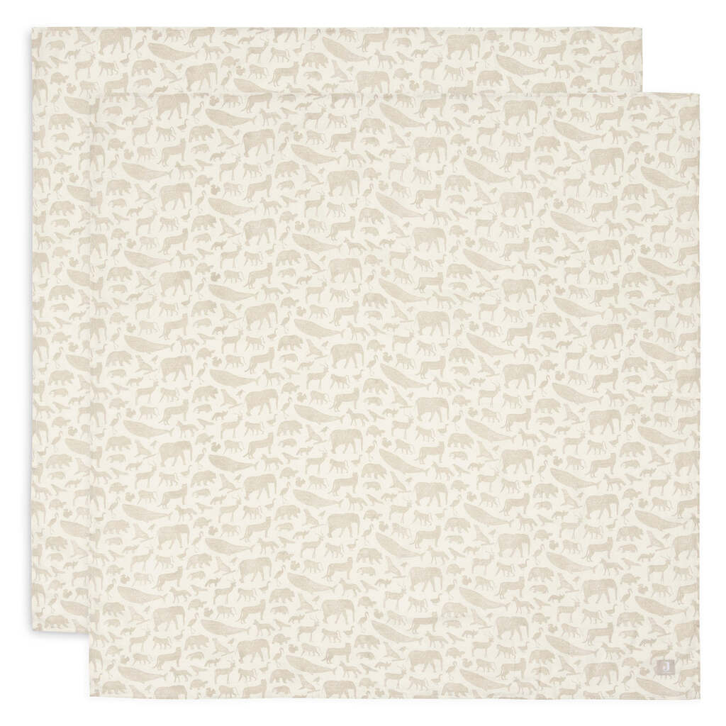 Jollein hydrofiele doeken XL set van twee - 115x115 cm / animals nougat
