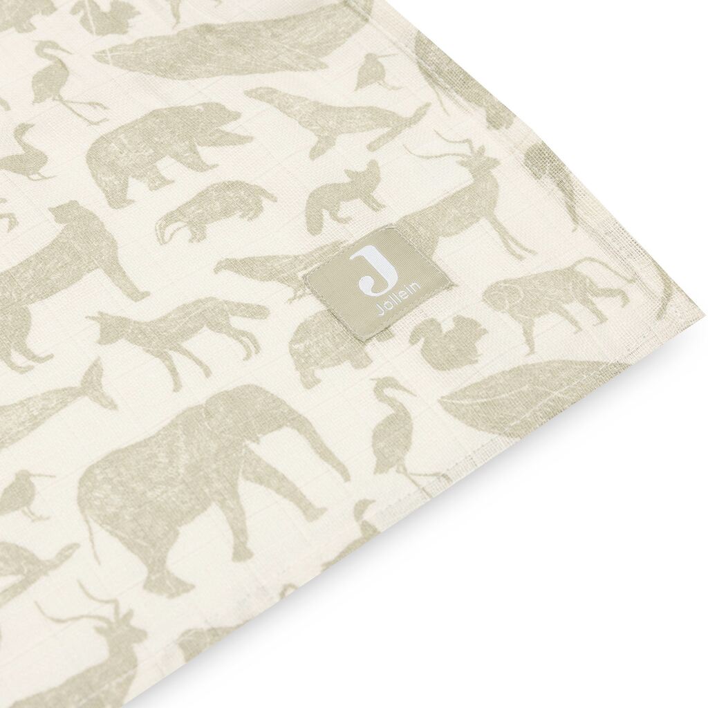 Jollein hydrofiele doeken XL set van twee - 115x115 cm / animals nougat - Afbeelding 3