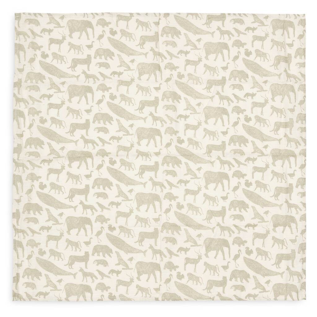 Jollein hydrofiele doeken XL set van twee - 115x115 cm / animals olive green - Afbeelding 2