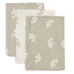 Jollein hydrofiele washandjes set van drie - twig olive green