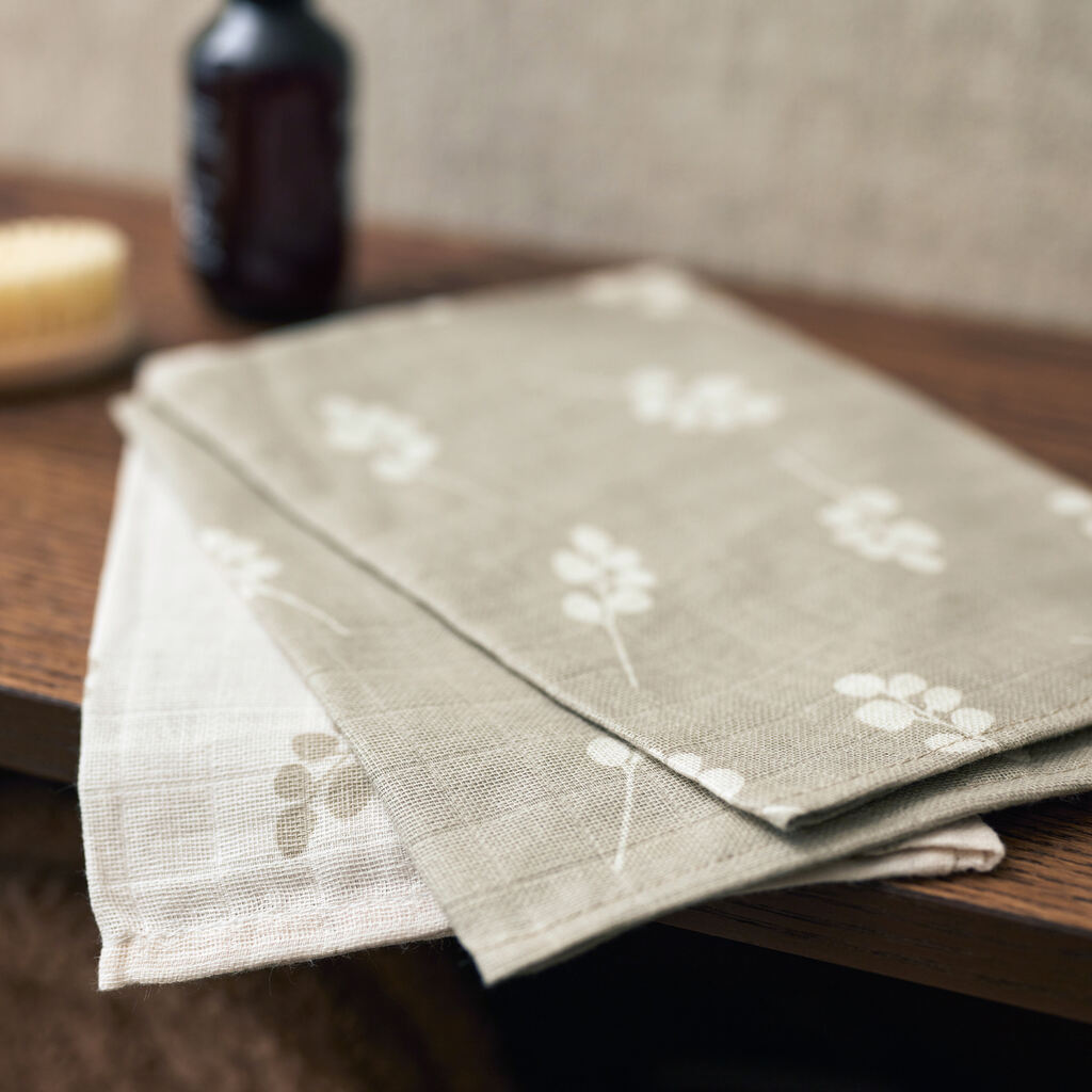 Jollein hydrofiele washandjes set van drie - twig olive green - Afbeelding 3
