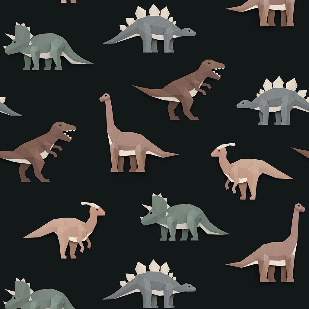 Studio Ditte behang - dino / donker grijs