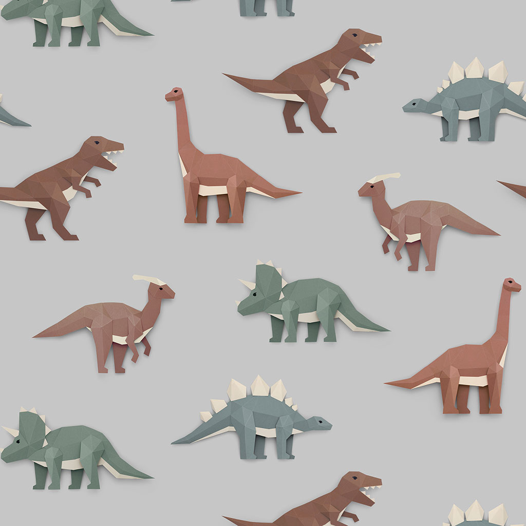 Studio Ditte behang - dino / licht grijs
