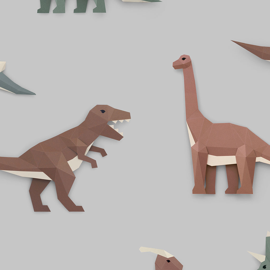 Studio Ditte behang - dino / licht grijs - Afbeelding 2