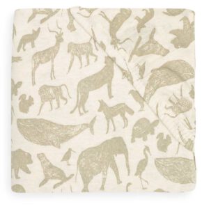 Jollein hoeslaken wieg 40x80/50x90 - animals olive green