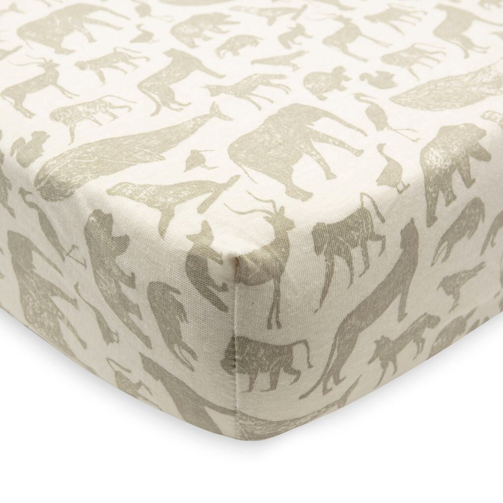 Jollein hoeslaken wieg 40x80/50x90 - animals olive green - Afbeelding 3