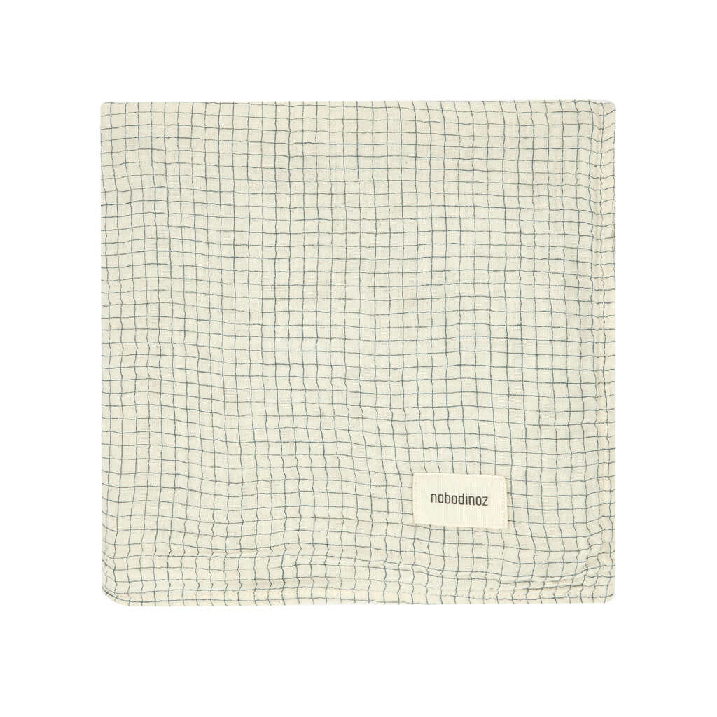 Nobodinoz hydrofiele doek wabi sabi 70x70 - blue grid - Afbeelding 2