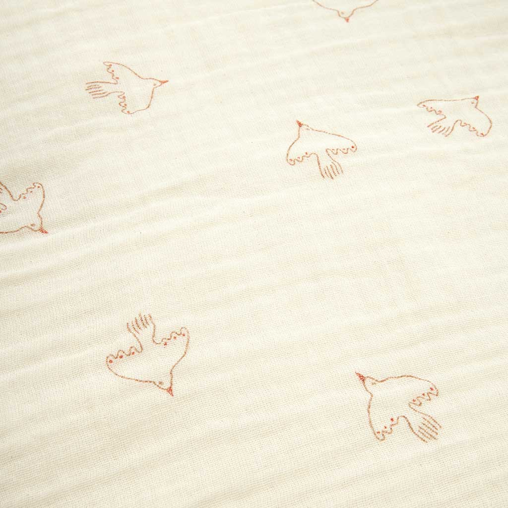 Nobodinoz kinderdekbedovertrek wabi sabi 150x200 - brown hoshi birds - Afbeelding 5