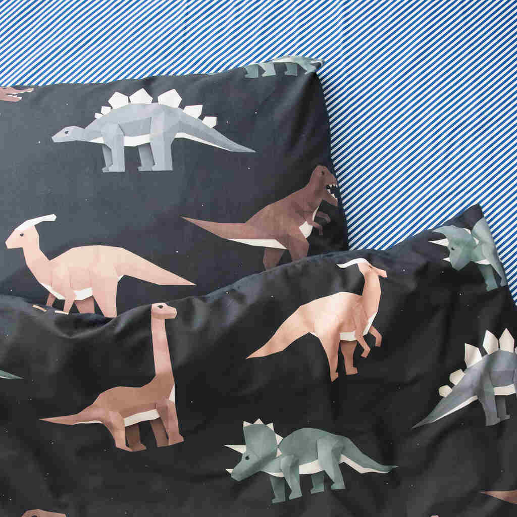 Studio Ditte hoeslaken met print schuine streep 90x200 - blauw - Afbeelding 6