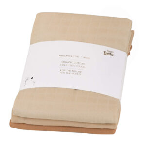 Baby Bello hydrofiele doeken set van drie 65x65 - pastry shell / abrikoos