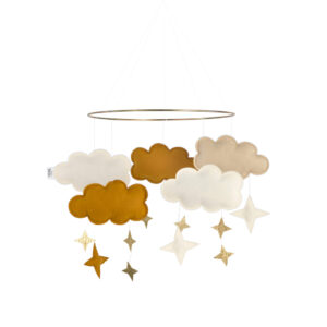 Baby Bello vilten babymobiel wolken - honey musterd