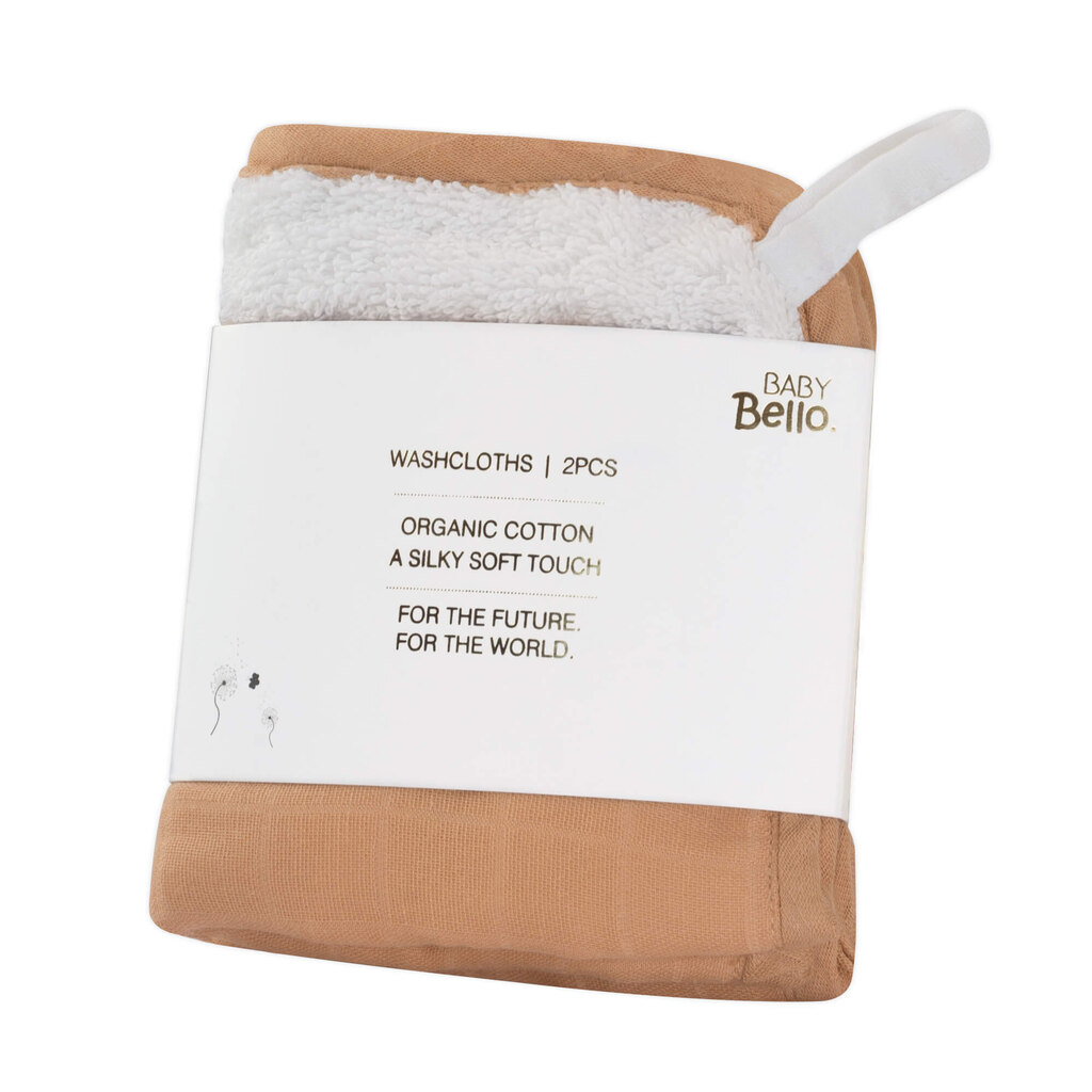 Baby Bello washandjes set van twee - pastry shell / abrikoos - Afbeelding 2