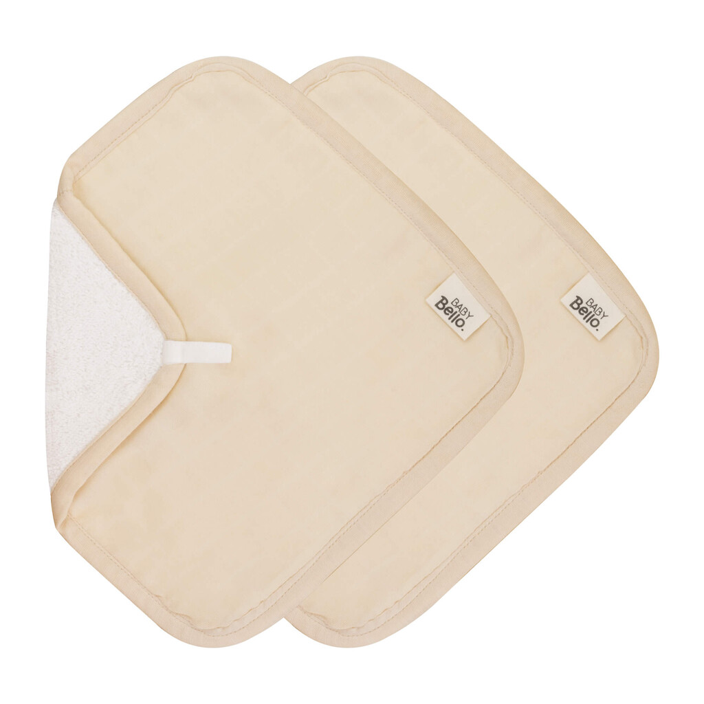 Baby Bello washandjes set van twee - shifting sand/beige