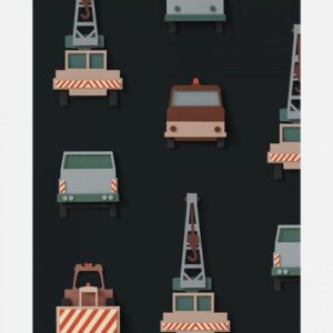 Studio Ditte behang - werkauto / donkergrijs
