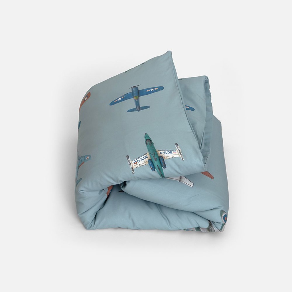 Studio Ditte kinderdekbedovertrek vliegtuigen 140x200/70x60 - blauw