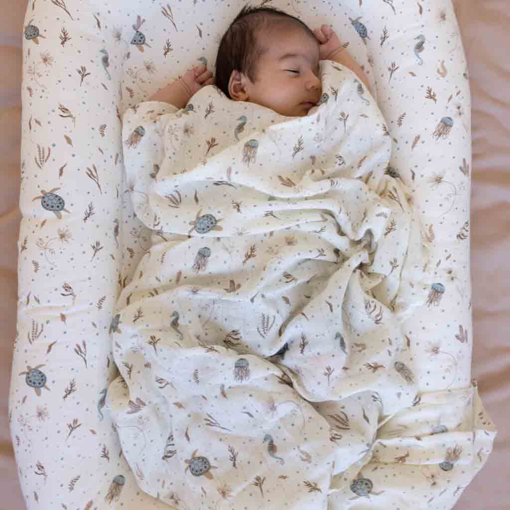 Cam Cam hydrofiele doek XL met print 120x120 - sea garden - Afbeelding 3