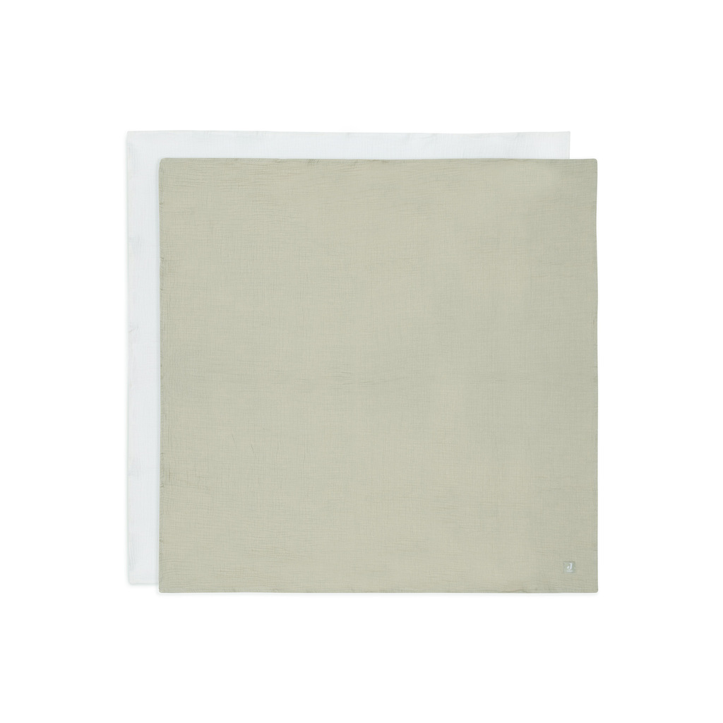 Jollein hydrofiele doeken XL set van twee 115x115 - olive green/ivory