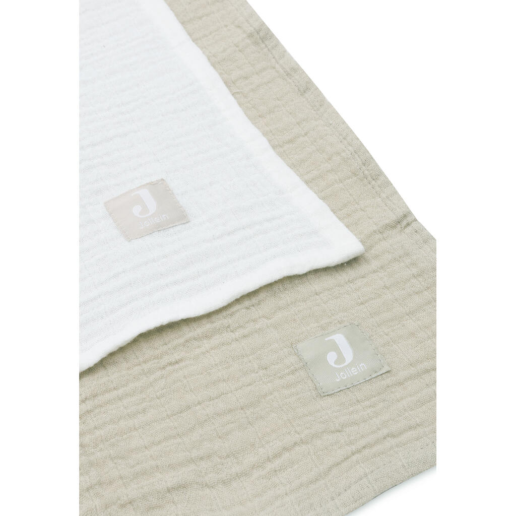 Jollein hydrofiele doeken XL set van twee 115x115 - olive green/ivory - Afbeelding 4