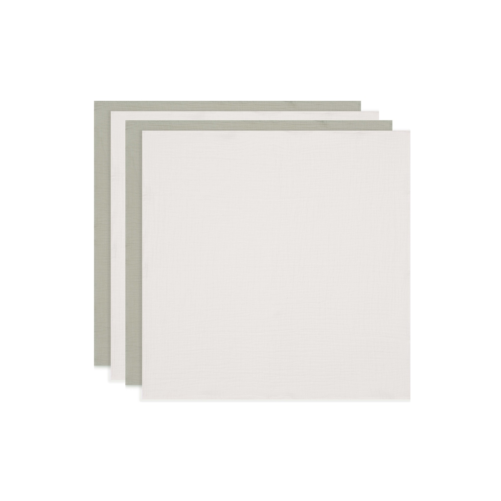 Jollein hydrofiele doeken set van vier 70x70 - olive green/ivory
