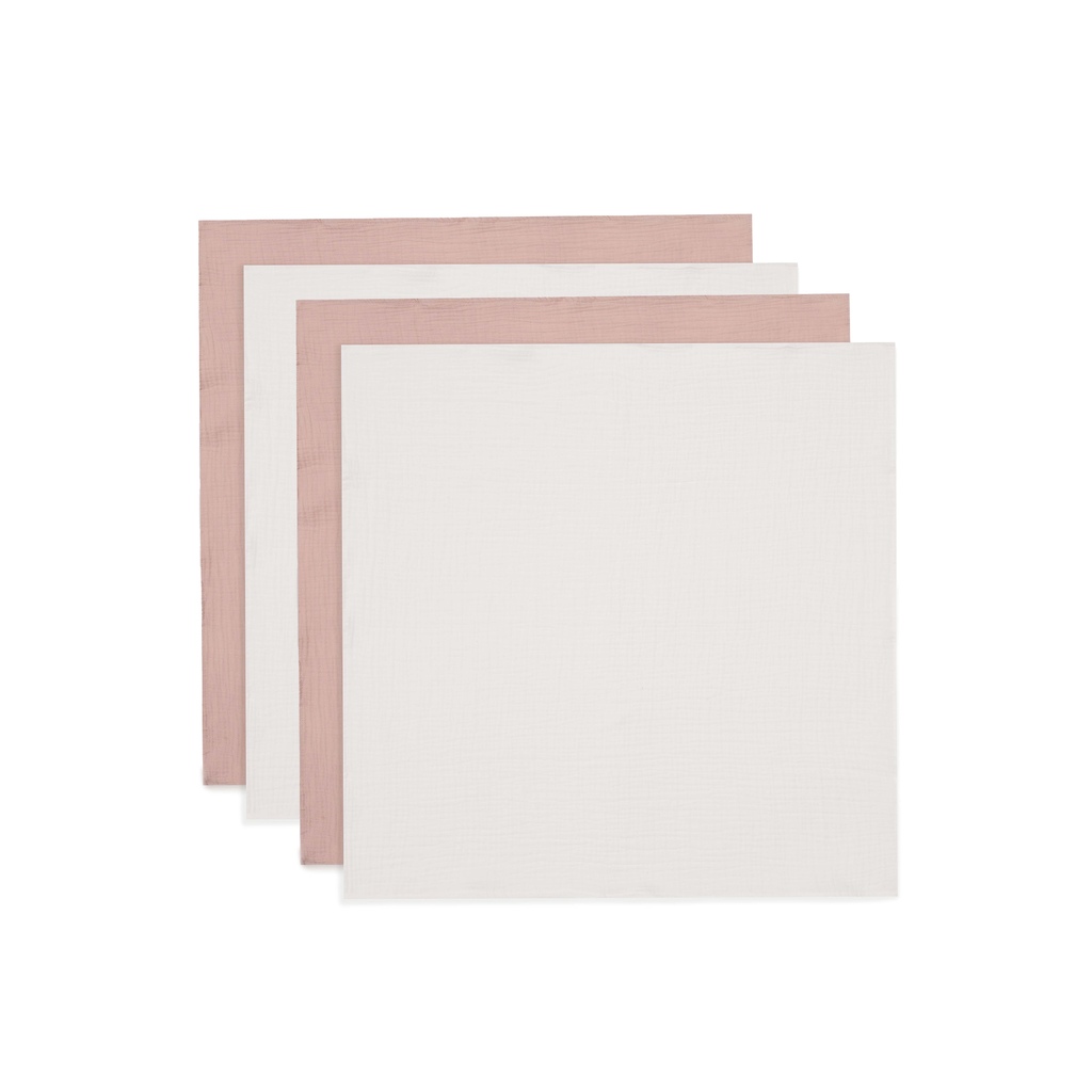 Jollein hydrofiele doeken set van vier 70x70 - wild rose/ivory