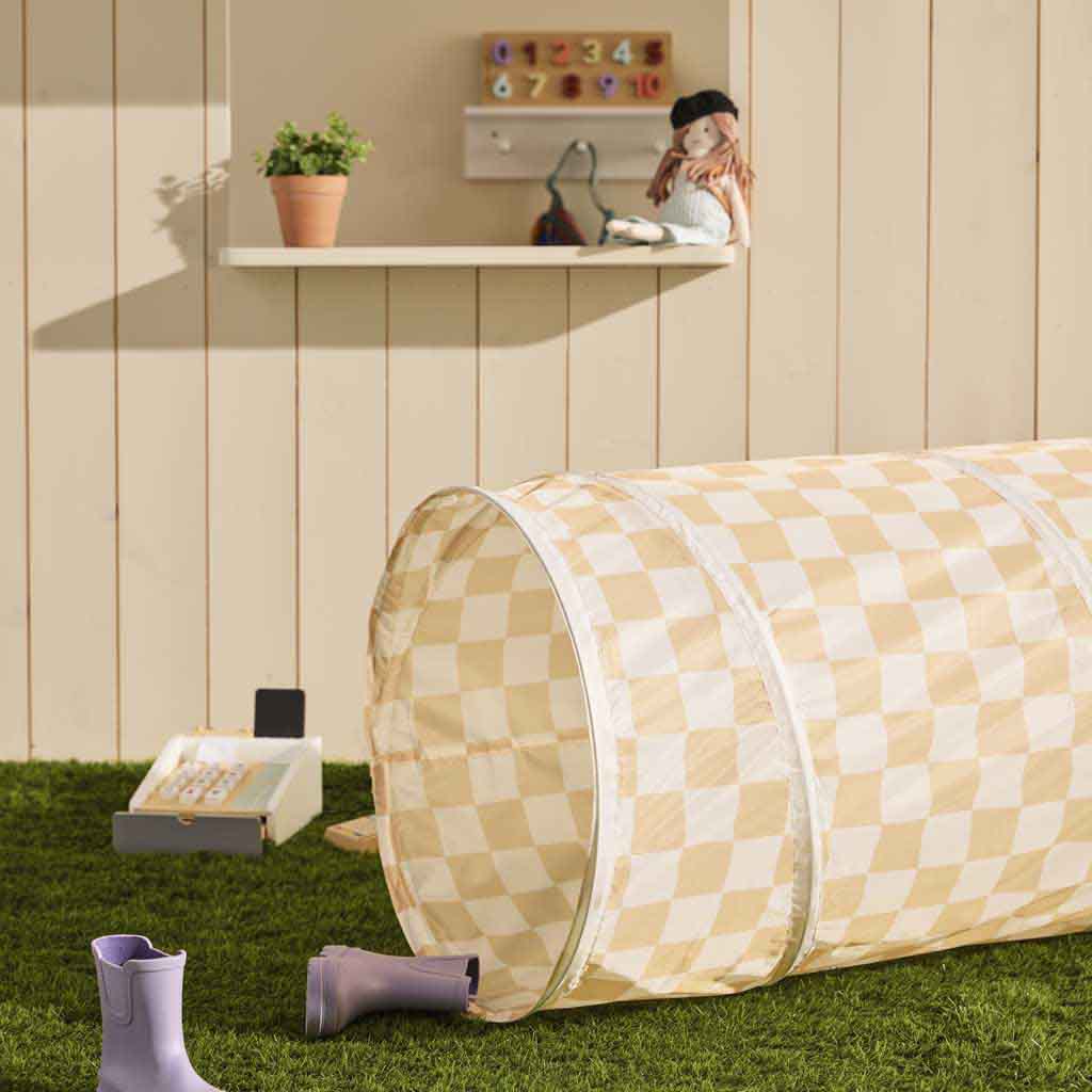 Speeltunnel ruit beige - Afbeelding 2