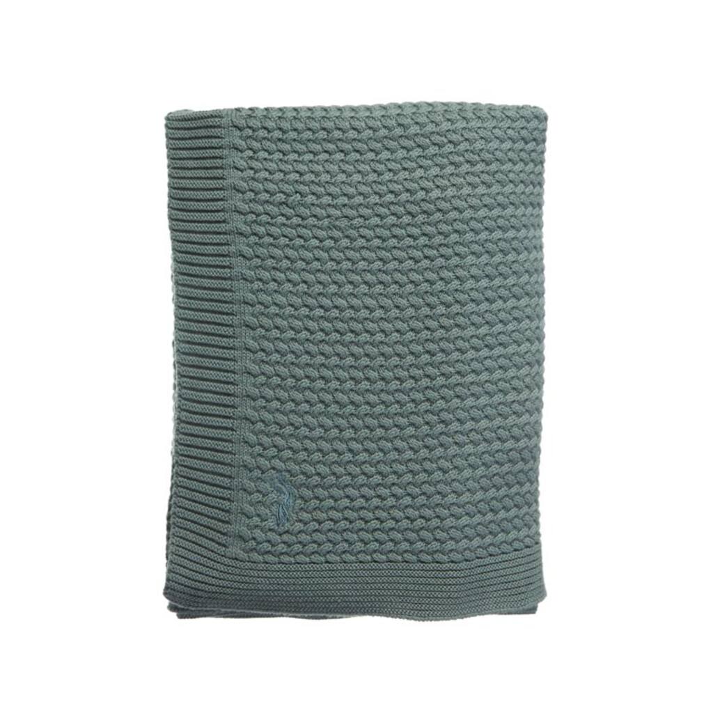 Mies en Co gebreide wiegdeken 80x100 - deep forest/groen