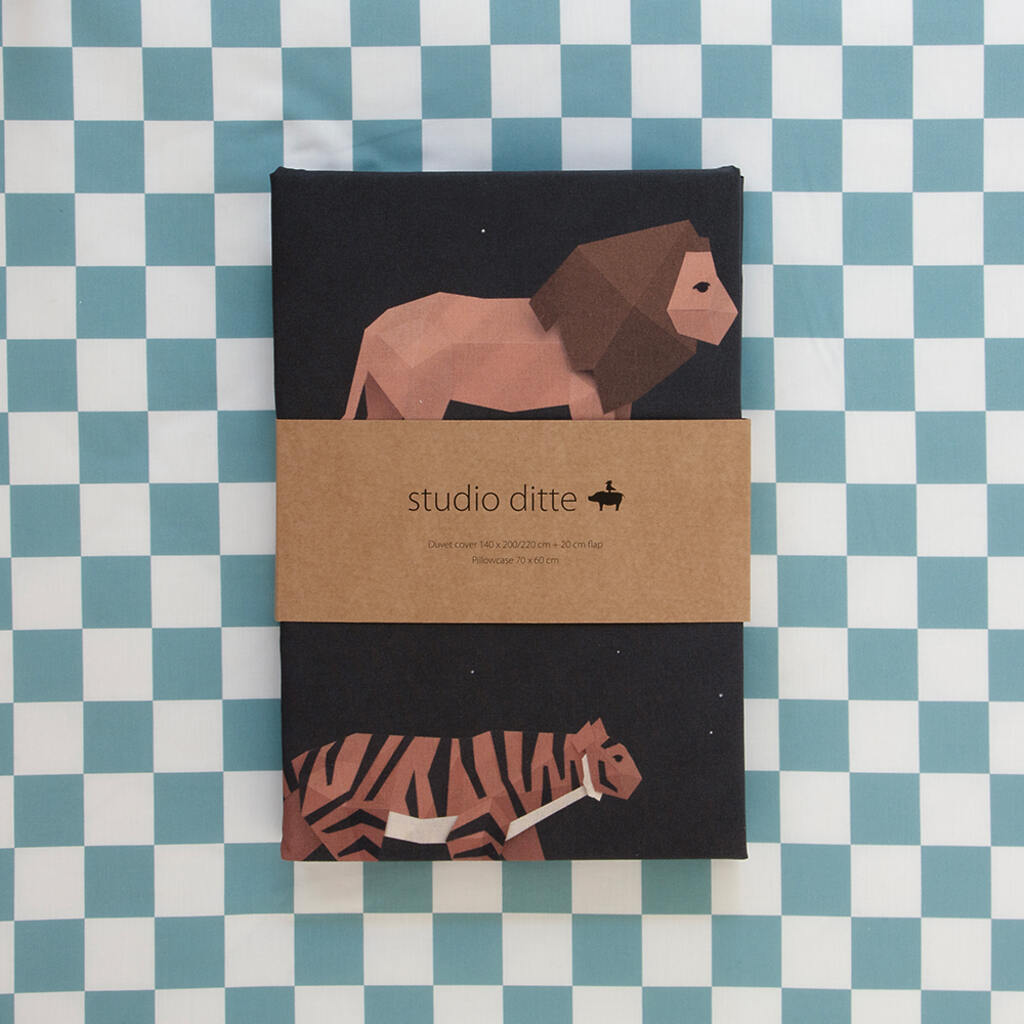 Studio Ditte kinderdekbedovertrek big cats 140x200/60x70 - donkergrijs - Afbeelding 4
