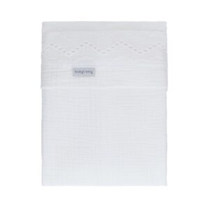 Baby's Only wieglaken calm met broderie 80x100 - wit