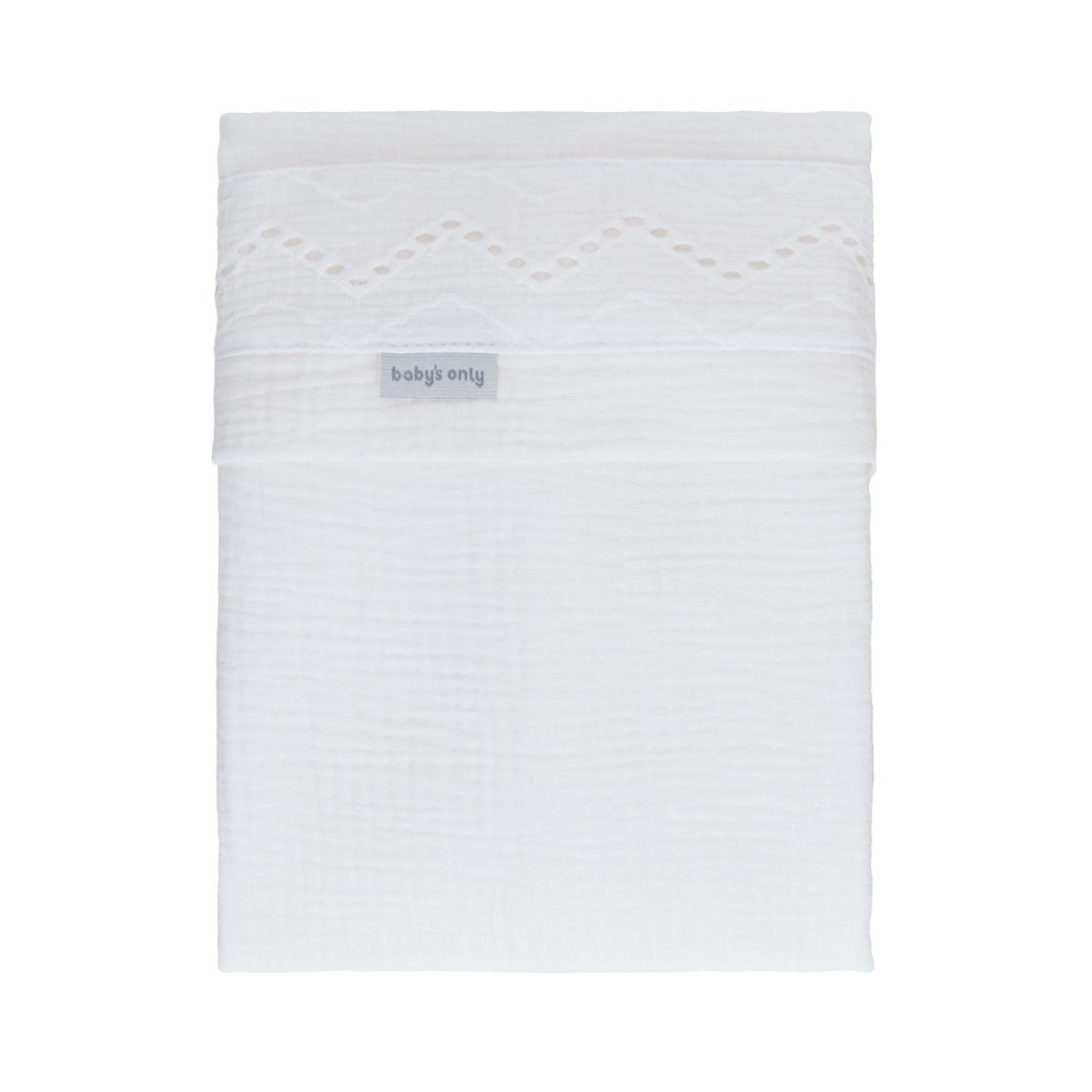 Baby's Only wieglaken calm met broderie 80x100 - wit