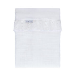 Baby's Only wieglaken calm met ruffle 80x100 - wit