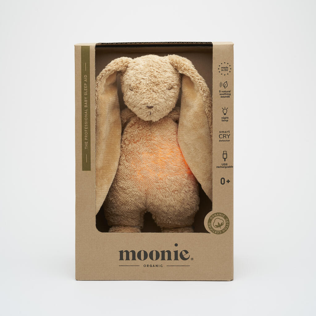 Moonie knuffel met hartslag konijn - cappuccino - Afbeelding 3