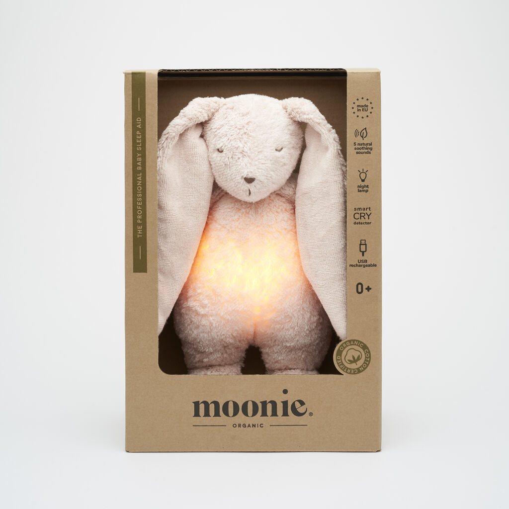 Moonie knuffel met hartslag konijn - rose - Afbeelding 3