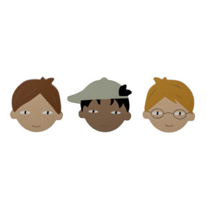 Bloomingville kinderkapstok set van 3 - kinderhoofdjes