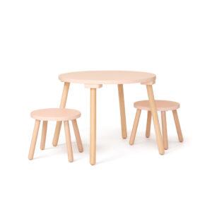 Kid's Concept kindertafel met twee krukjes - hout/roze