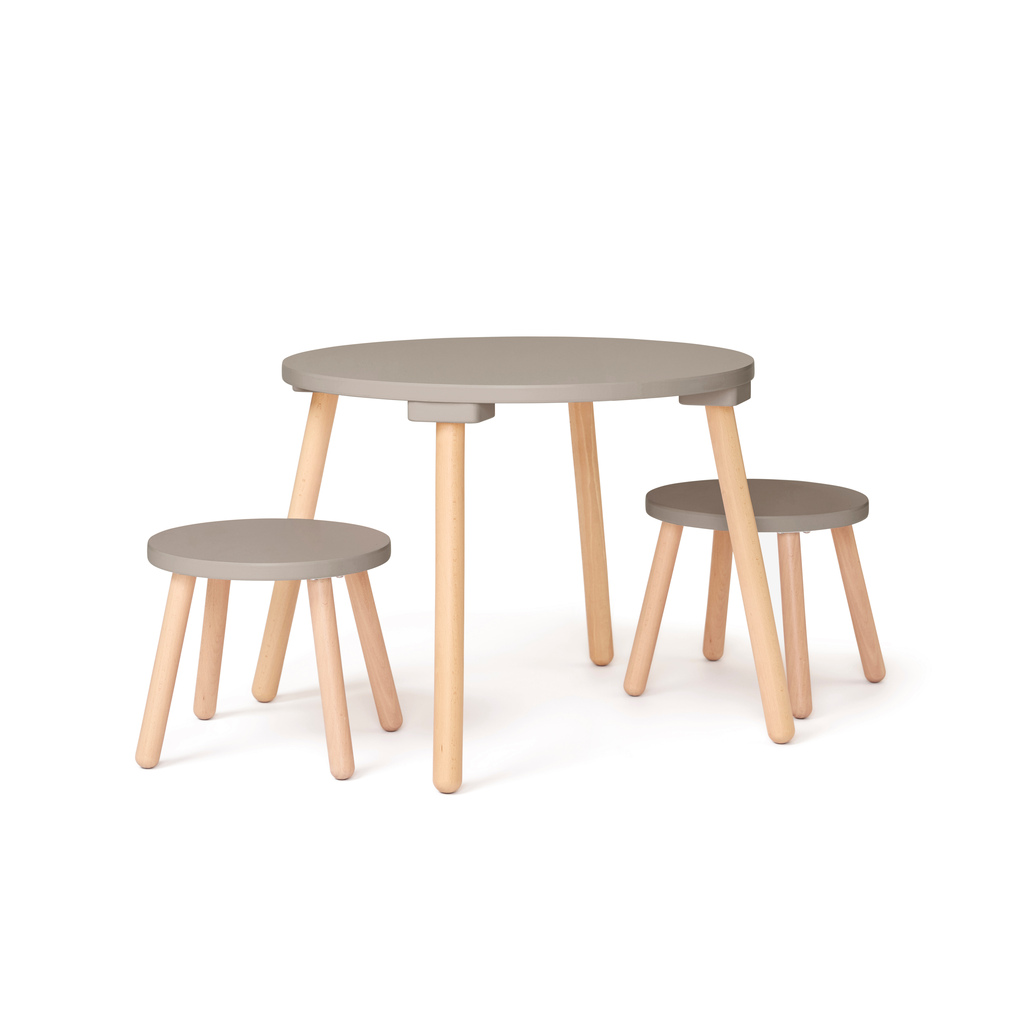 Kid's Concept kindertafel met twee krukjes - hout/licht bruin