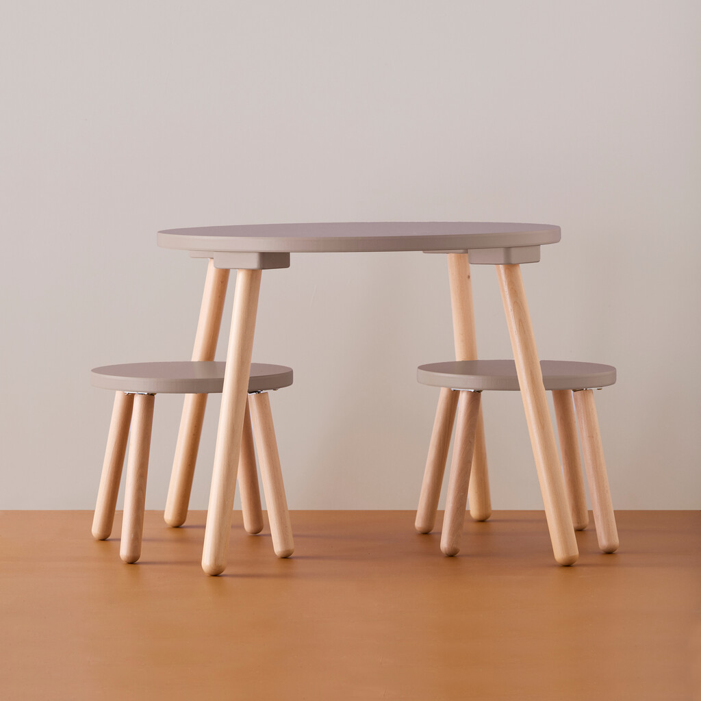 Kid's Concept kindertafel met twee krukjes - hout/licht bruin - Afbeelding 2