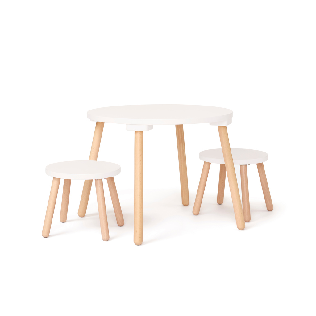 Kid's Concept kindertafel met twee krukjes - hout/wit