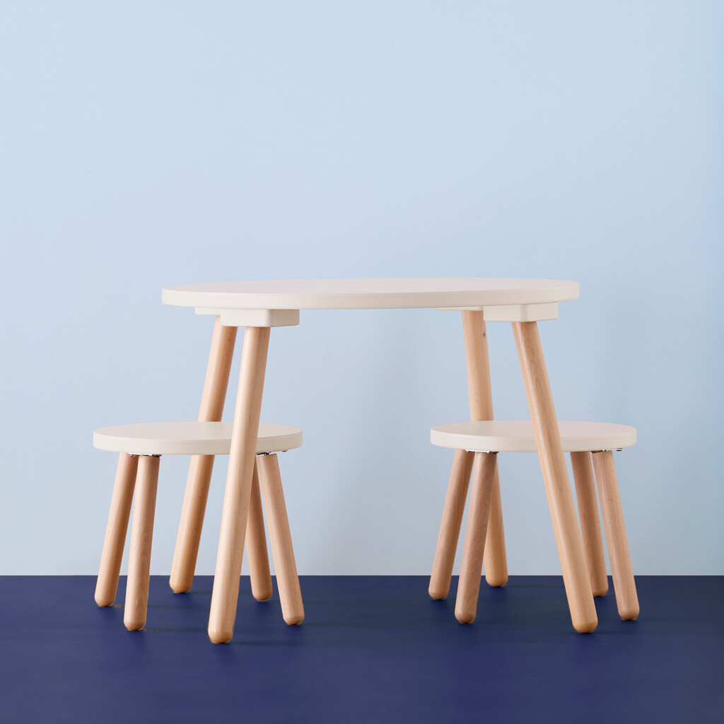 Kid's Concept kindertafel met twee krukjes - hout/wit - Afbeelding 2