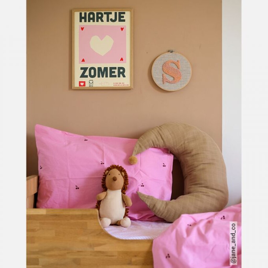 Studio Ditte hoeslaken met print strepen 90x200 - roze - Afbeelding 3