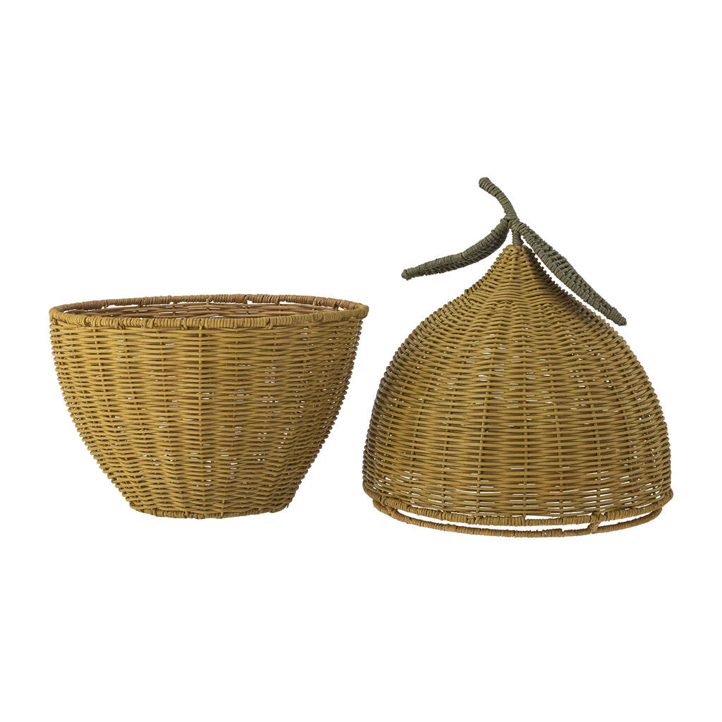 Bloomingville rotan opbergmand citroen yellow - Afbeelding 2