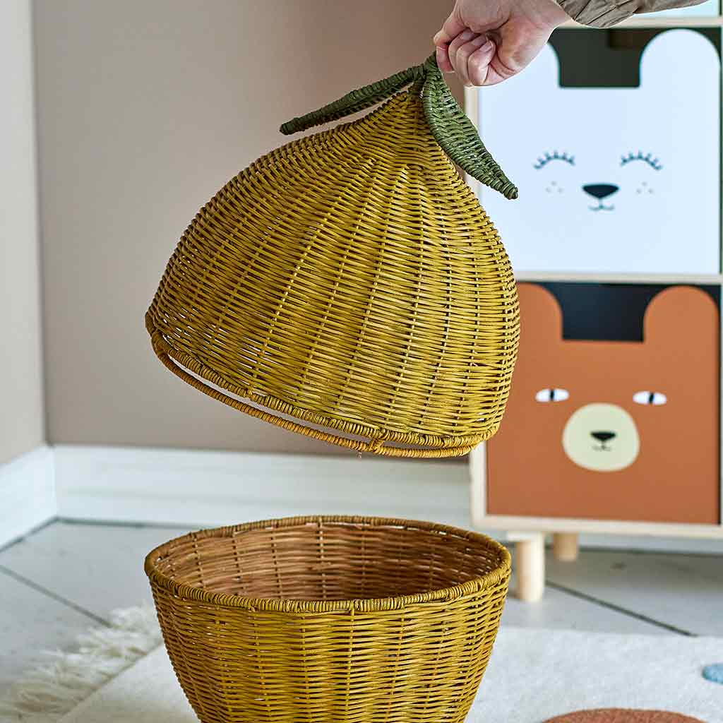 Bloomingville rotan opbergmand citroen yellow - Afbeelding 4