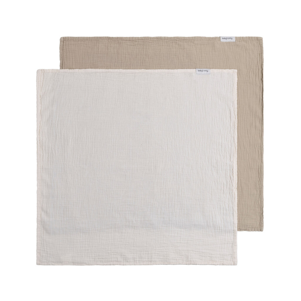 Baby's Only hydrofiele doeken tender set van twee 65x65 - beige/linen