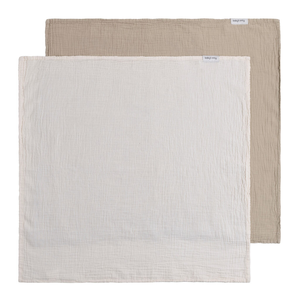 Baby's Only hydrofiele doeken tender set van twee XL 115x115 - beige/linen