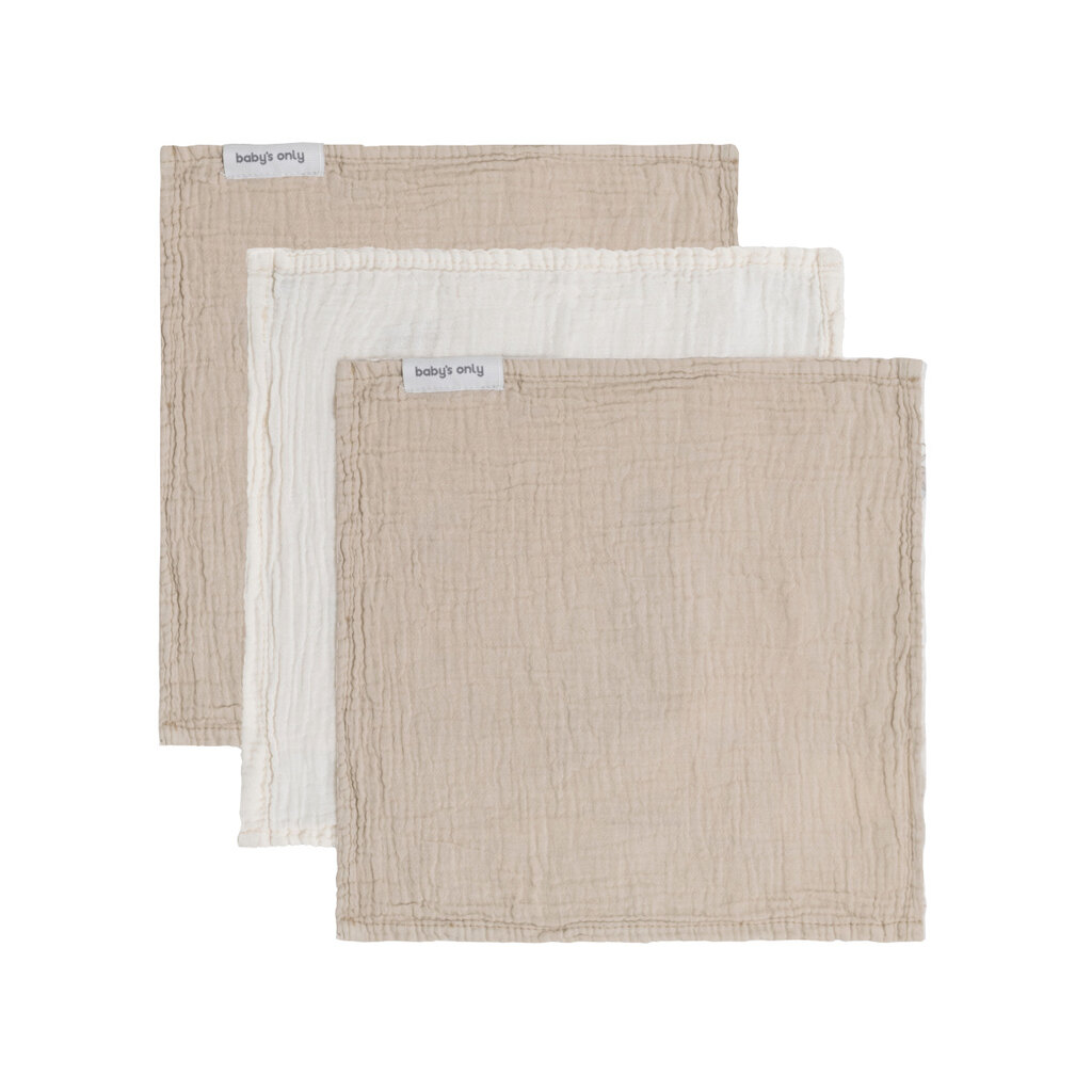 Baby's Only hydrofiele spuugdoekjes tender set van drie - beige/linen