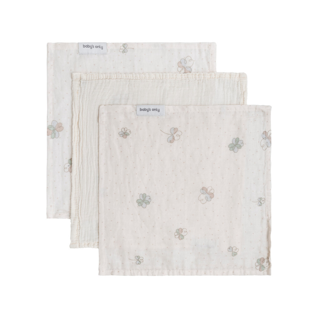 Baby's Only hydrofiele spuugdoekjes tender set van drie - linen/clover
