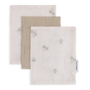 Baby's Only hydrofiele washandjes tender set van drie - beige/clover